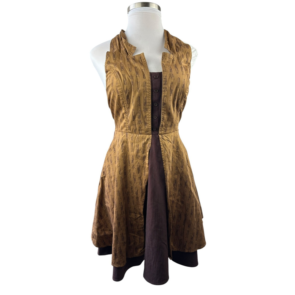Doctor Who x Hot Topic Regeneration Dress Halter Pockets Brown BBC Women's Large - Picture 2 of 16